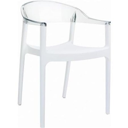 FINE-LINE CArmen Modern Dining Chair - White Seat  Transparent Clear Back - Set of 2 FI214001